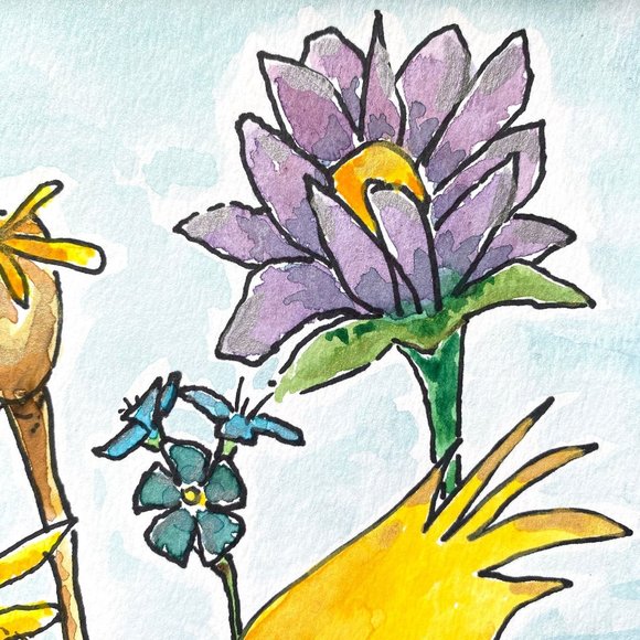 Original Art “Sparkle Flowers 1” Handmade Artwork by Tristina Dietz Elmes Decor - Picture 3 of 6